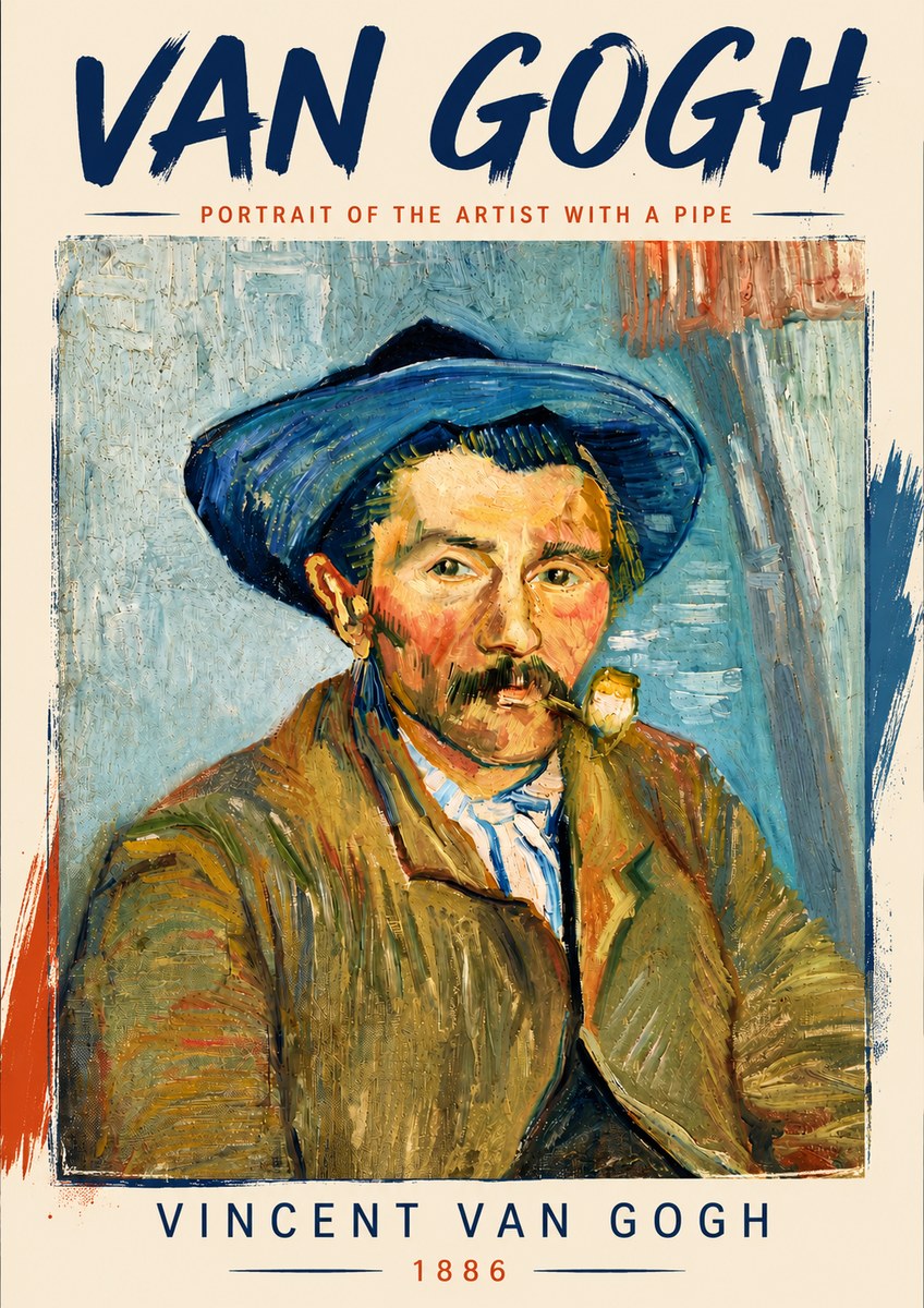 Van Gogh Portrait of the Artist with a Pipe No5 - Plakat