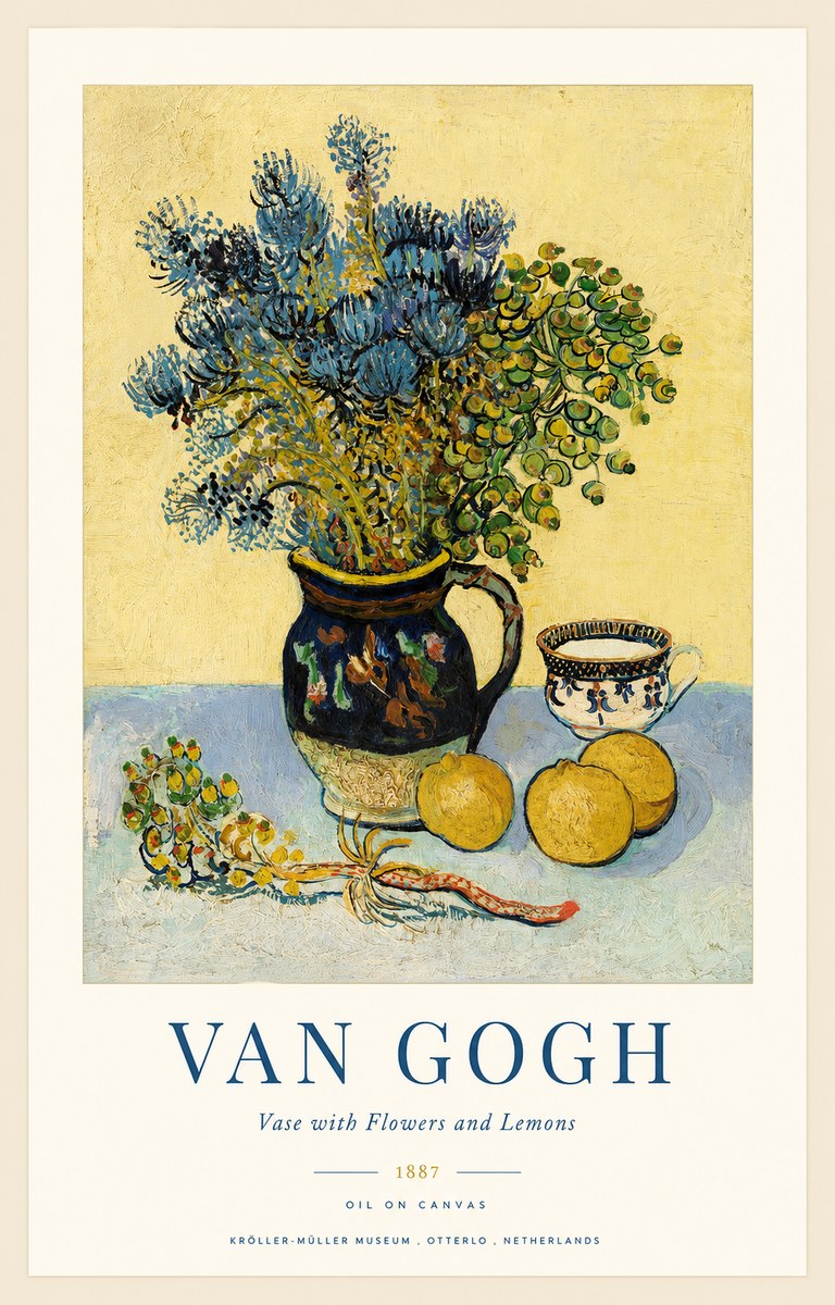 Van Gogh Vase with Flowers and Lemons No1 - Plakat
