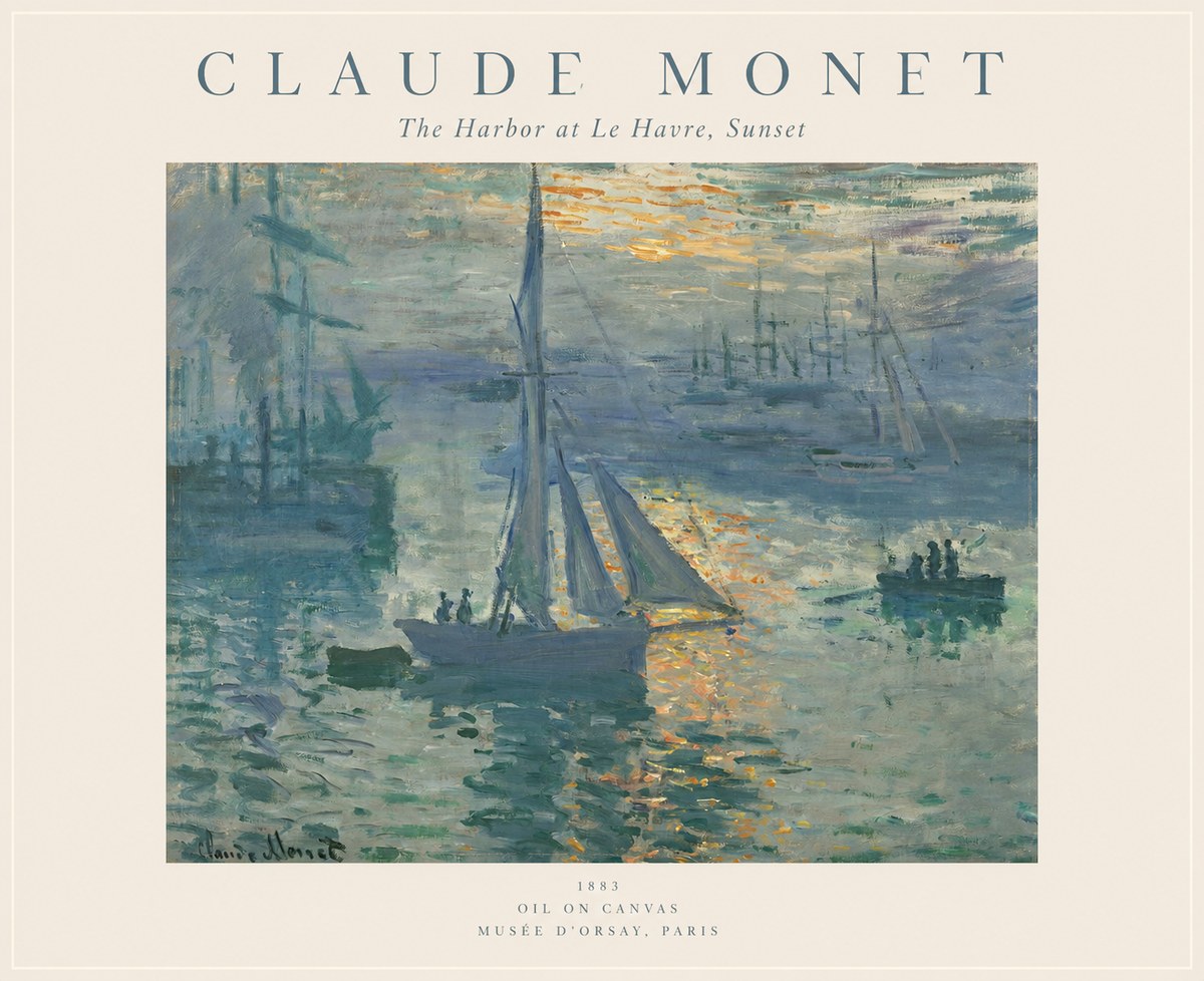 Monet The Harbor at Le Havre, Sunset No1 - Plakat