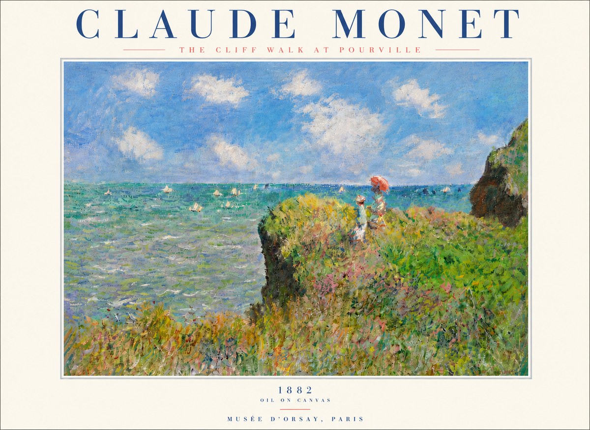 Monet The Cliff Walk at Pourville No5 - Plakat