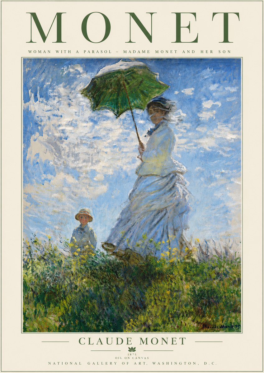 Monet Woman with a Parasol – Madame Monet and Her Son No5 - Plakat