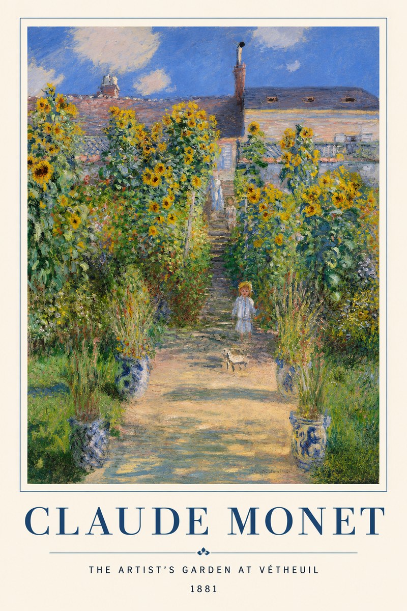 Monet The Artist's Garden at Vétheuil I No2 - Plakat