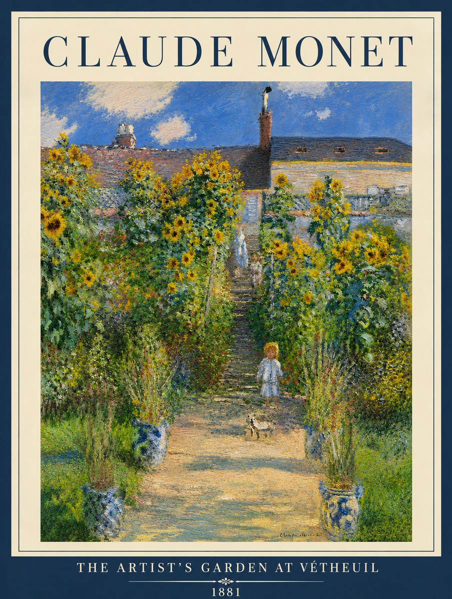 Monet The Artist's Garden at Vétheuil I No5 - Plakat