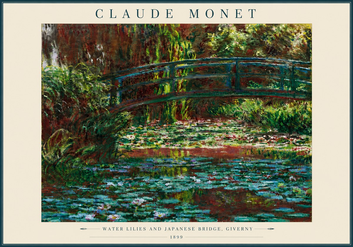 Monet Water Lilies and Japanese Bridge, Giverny No6 - Plakat