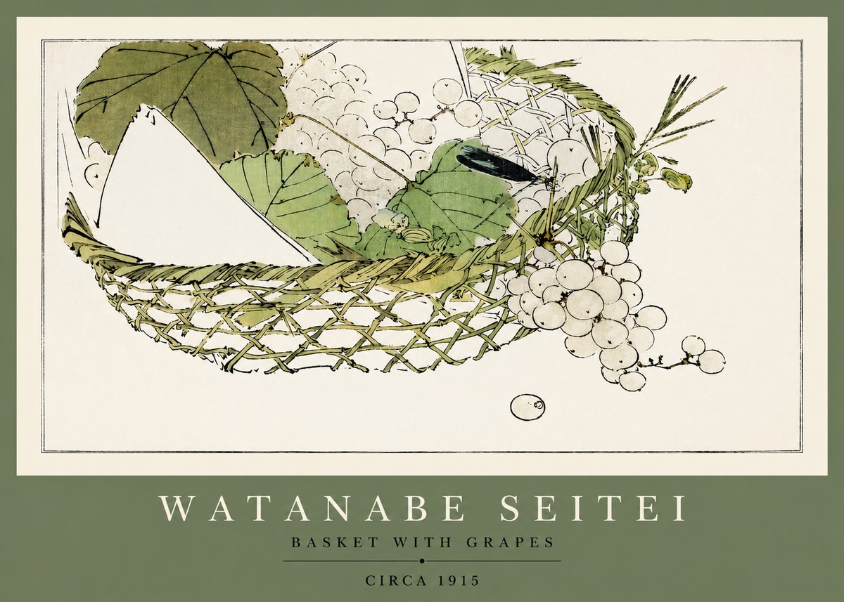 Watanabe Seitei Basket with Grapes No2 - Plakat
