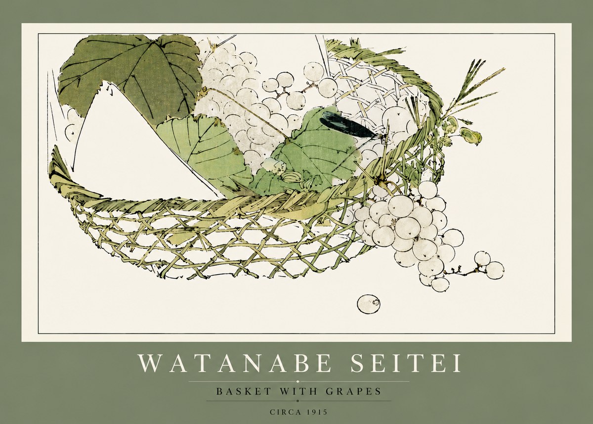 Watanabe Seitei Basket with Grapes No4 - Plakat