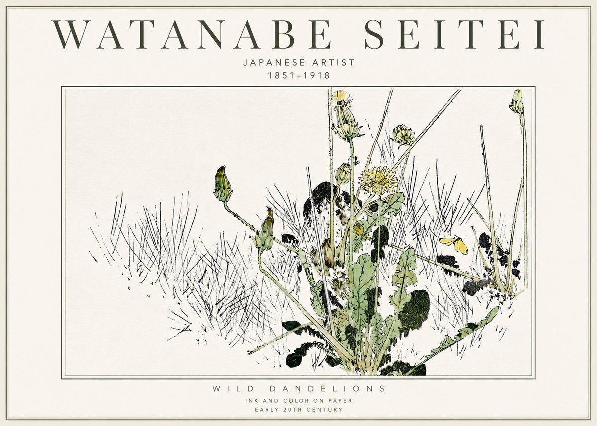 Watanabe Seitei Wild Dandelions No3 - Plakat