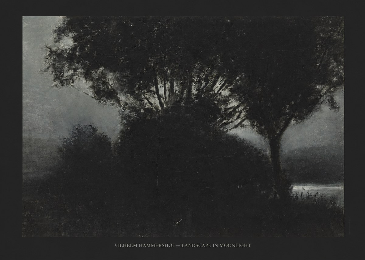 Vilhelm Hammershøi Landscape in Moonlight No6 - Plakat