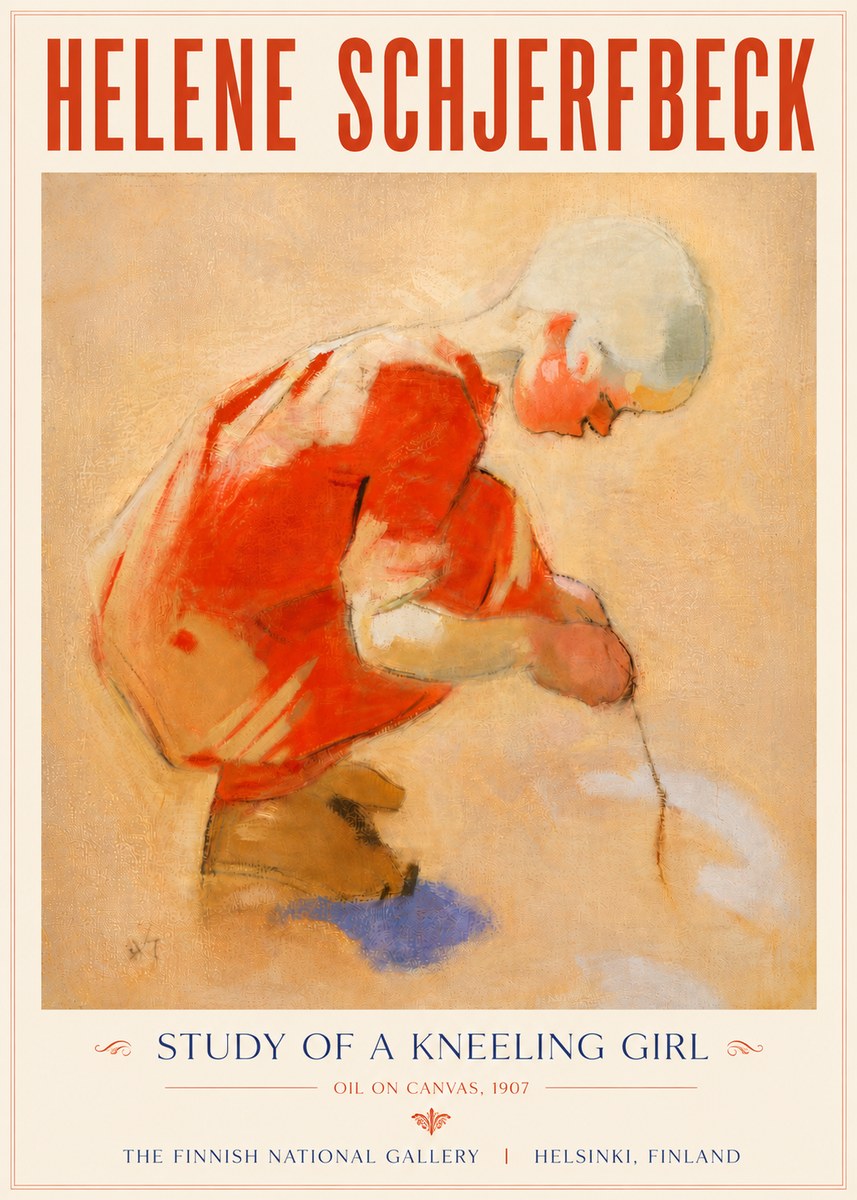 Helene Schjerfbeck Study of a Kneeling Girl No5 - Plakat