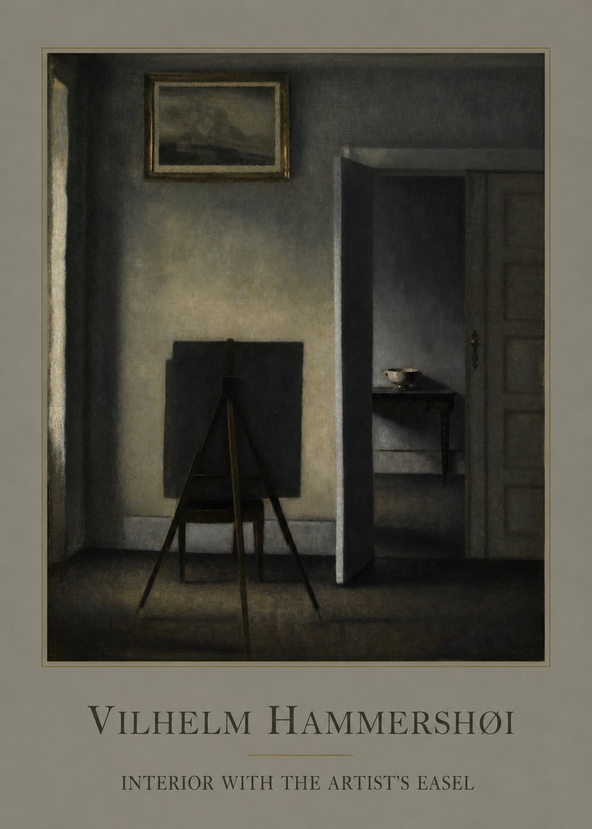 Vilhelm Hammershøi Interior with the Artist's Easel I No1 - Plakat