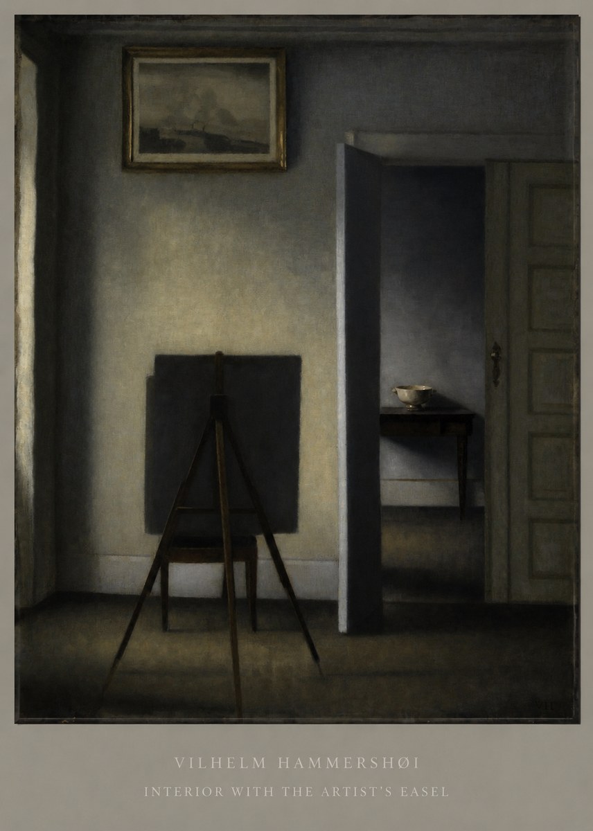 Vilhelm Hammershøi Interior with the Artist's Easel I No6 - Plakat
