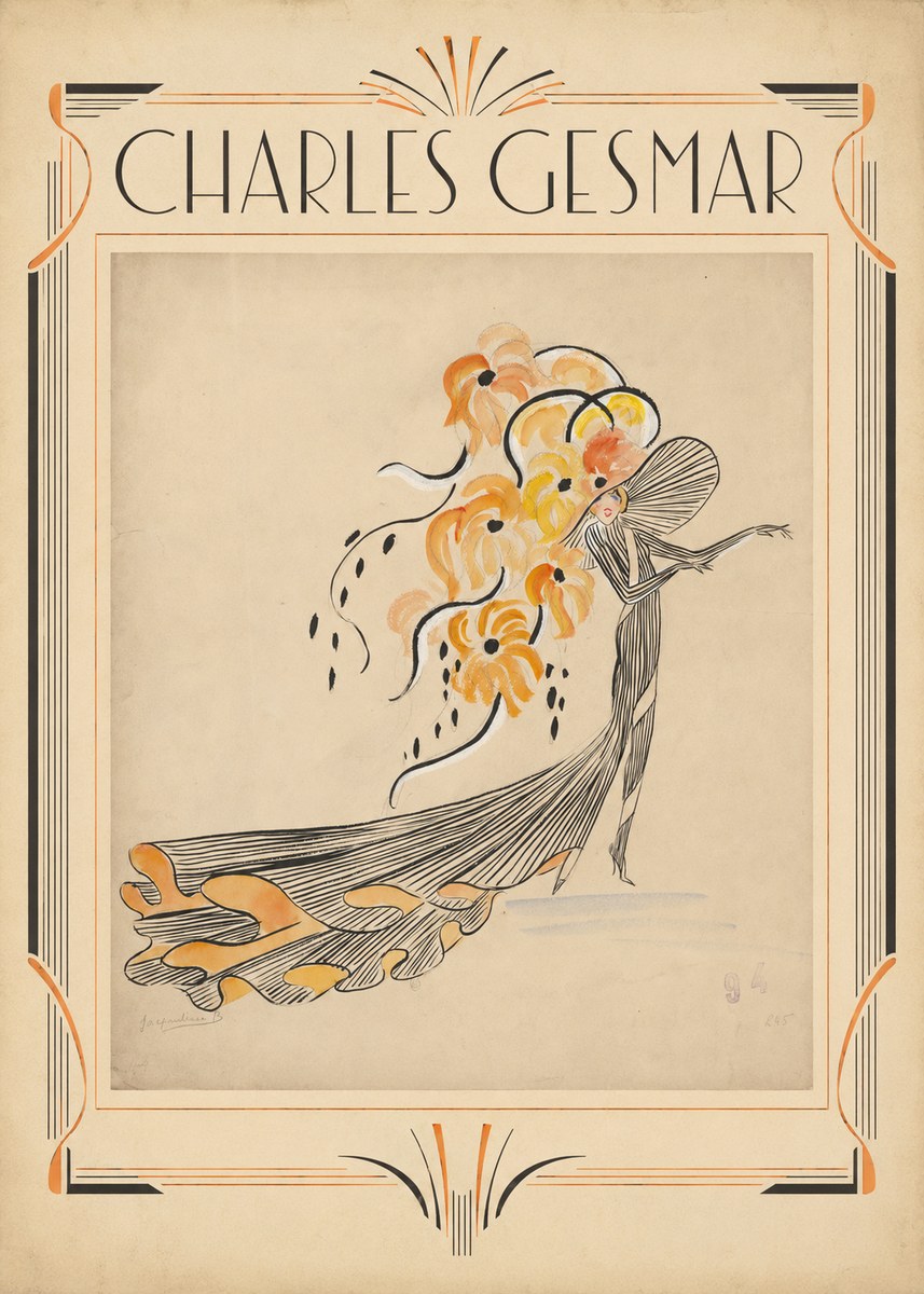 Charles Gesmar Lady with Floral Headdress No1 - Plakat