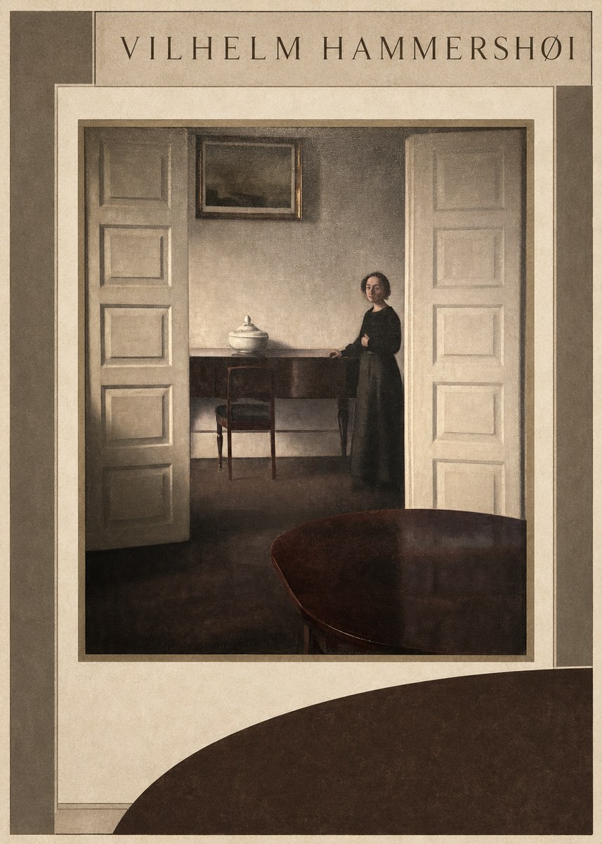 Vilhelm Hammershøi Interior with a Standing Woman No6 - Plakat