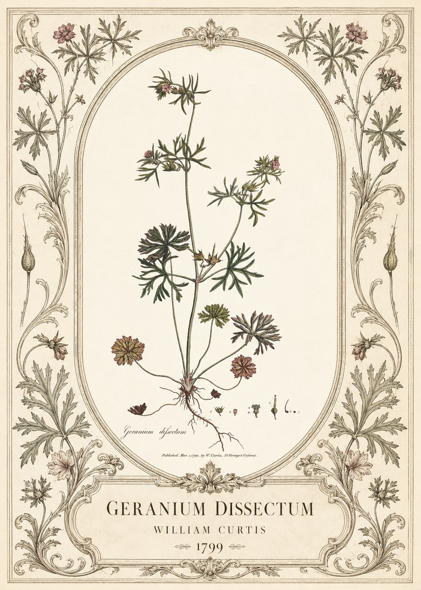 William Curtis Geranium Dissectum I No3 - Plakat