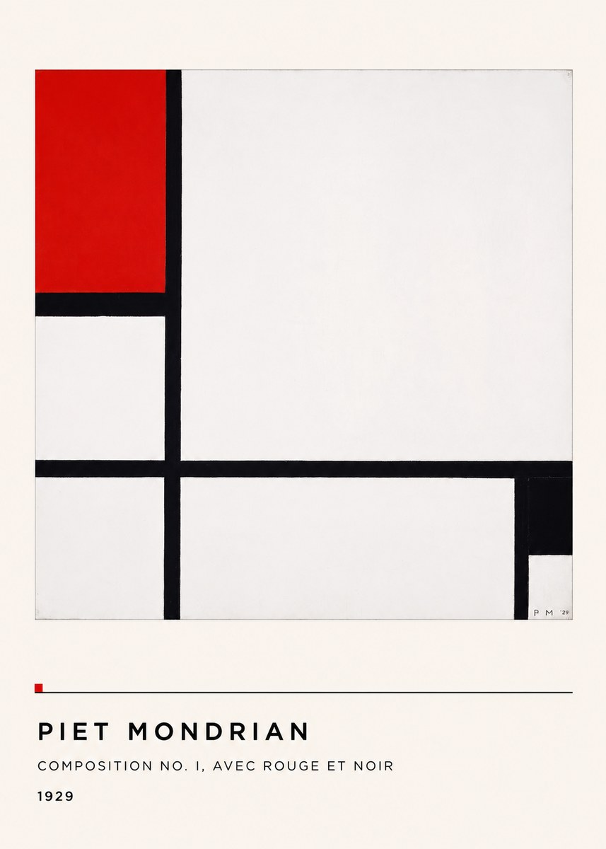 Piet Mondrian Composition No. I, Avec Rouge Et Noir No4 - Plakat