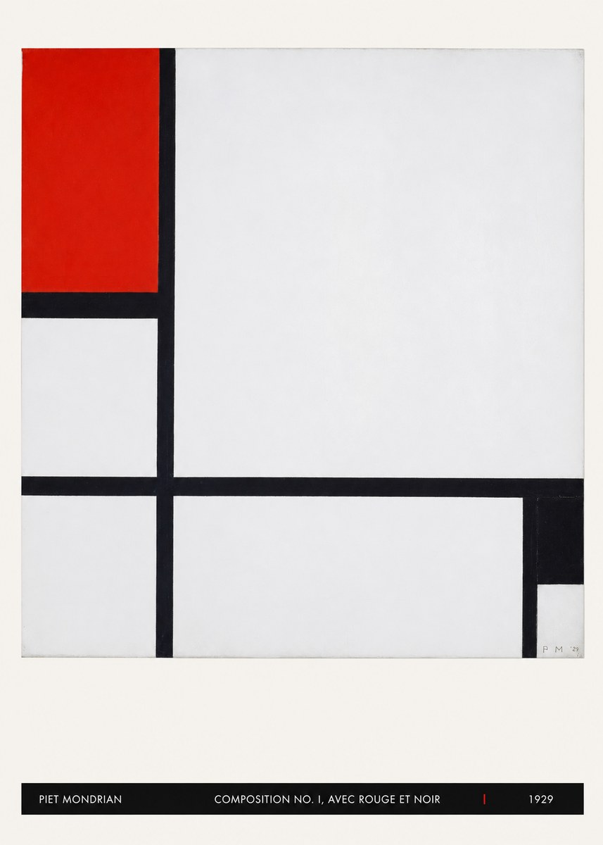 Piet Mondrian Composition No. I, Avec Rouge Et Noir No5 - Plakat