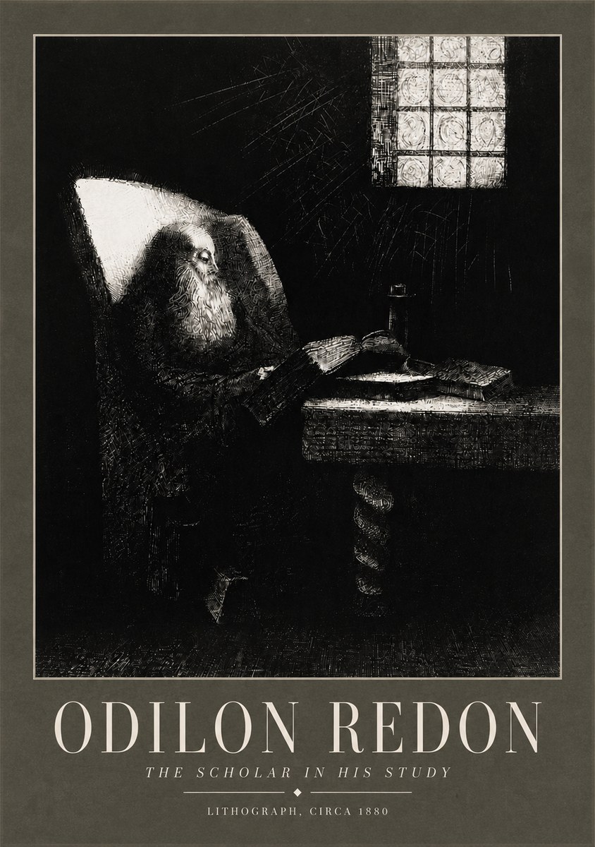 Odilon Redon The Scholar in His Study No5 - Plakat