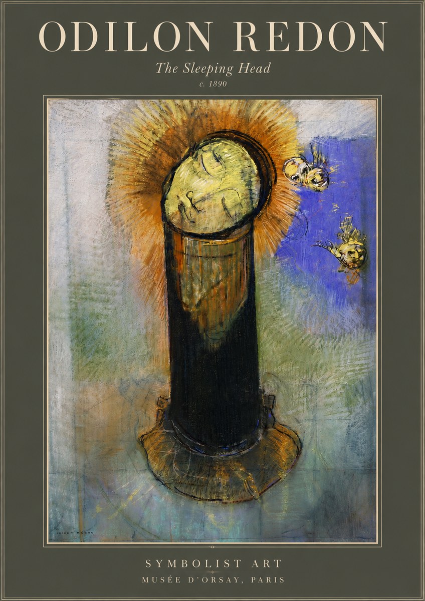 Odilon Redon The Sleeping Head No4 - Plakat