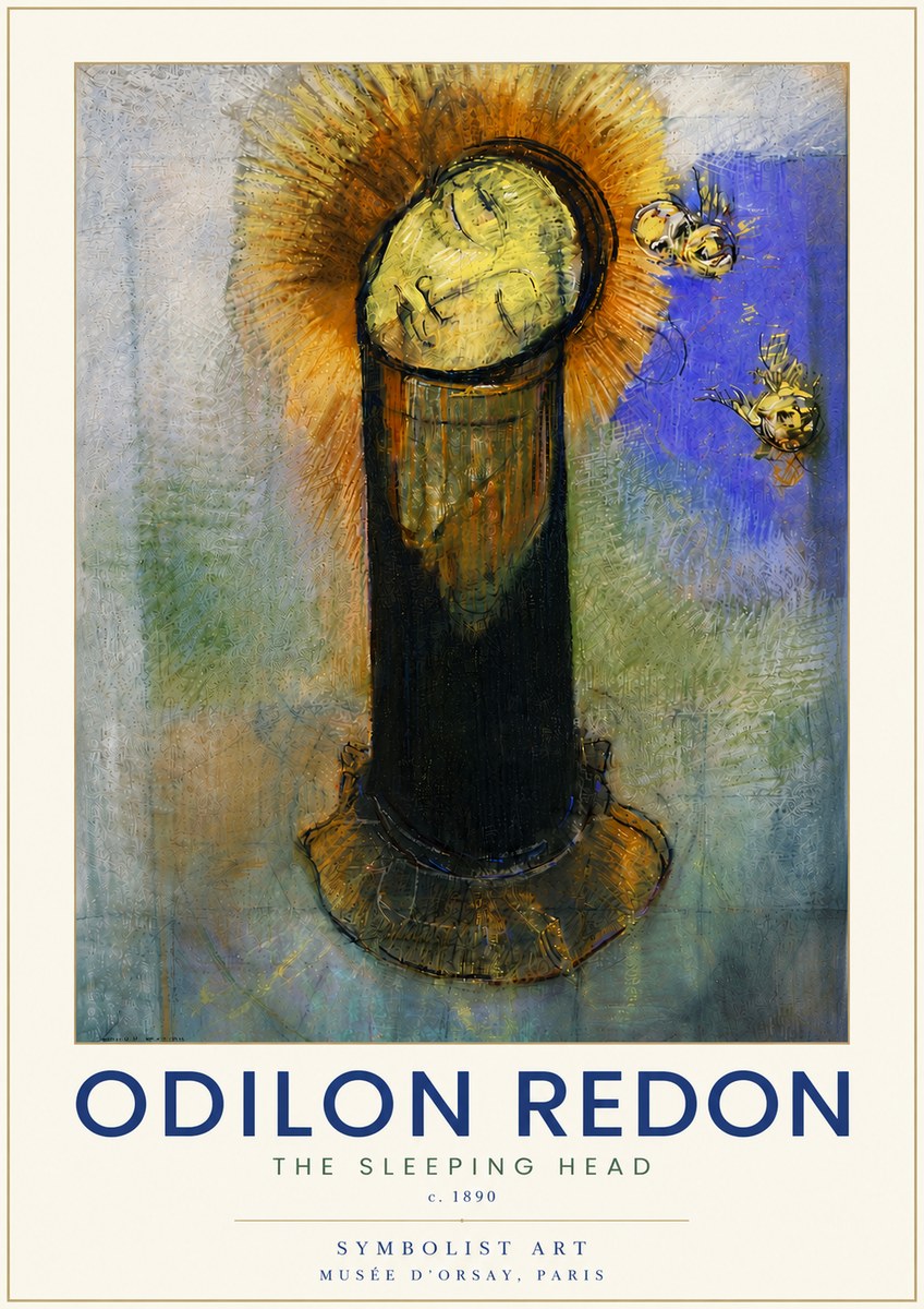 Odilon Redon The Sleeping Head No6 - Plakat