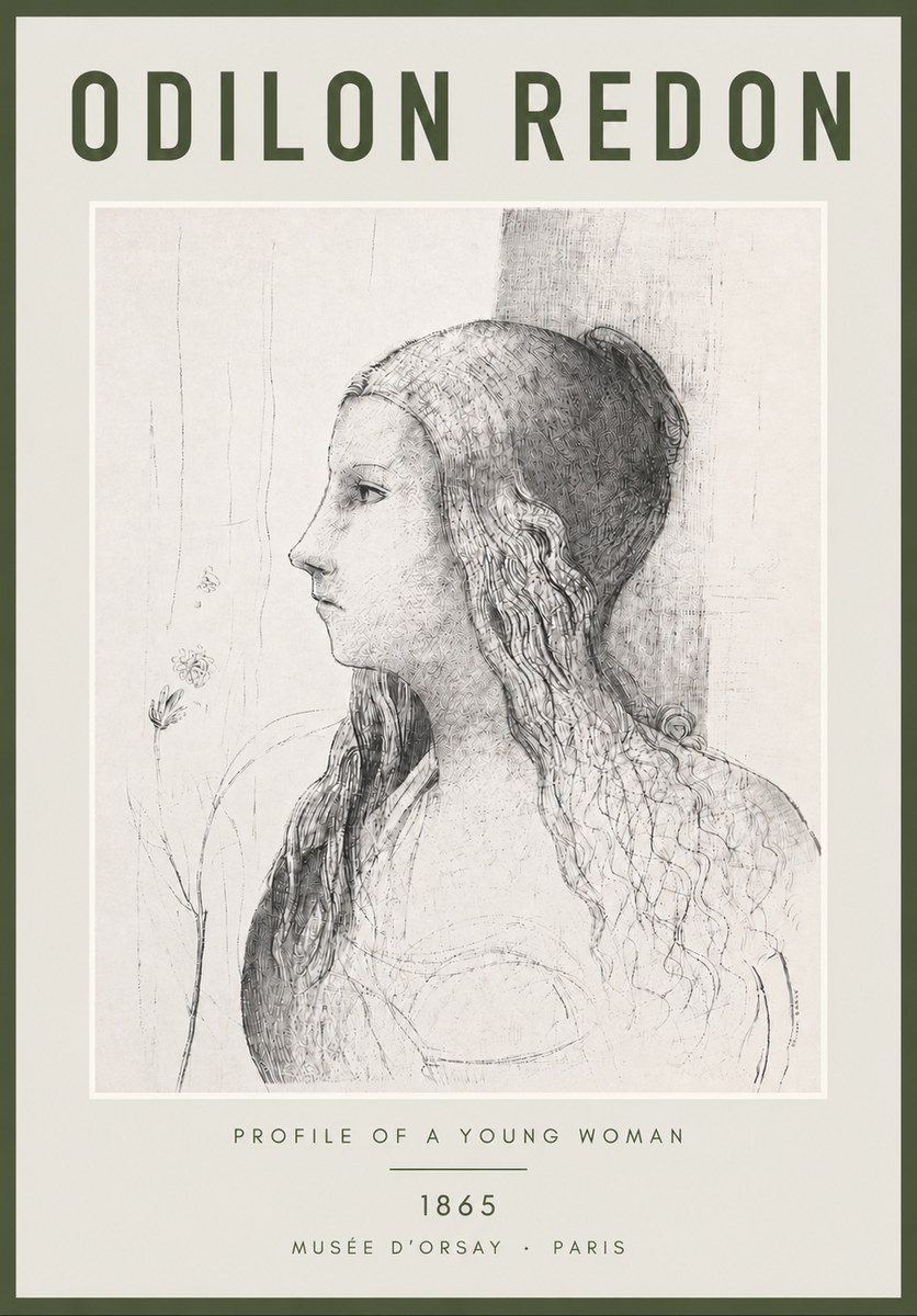 Odilon Redon Profile of a Young Woman No4 - Plakat