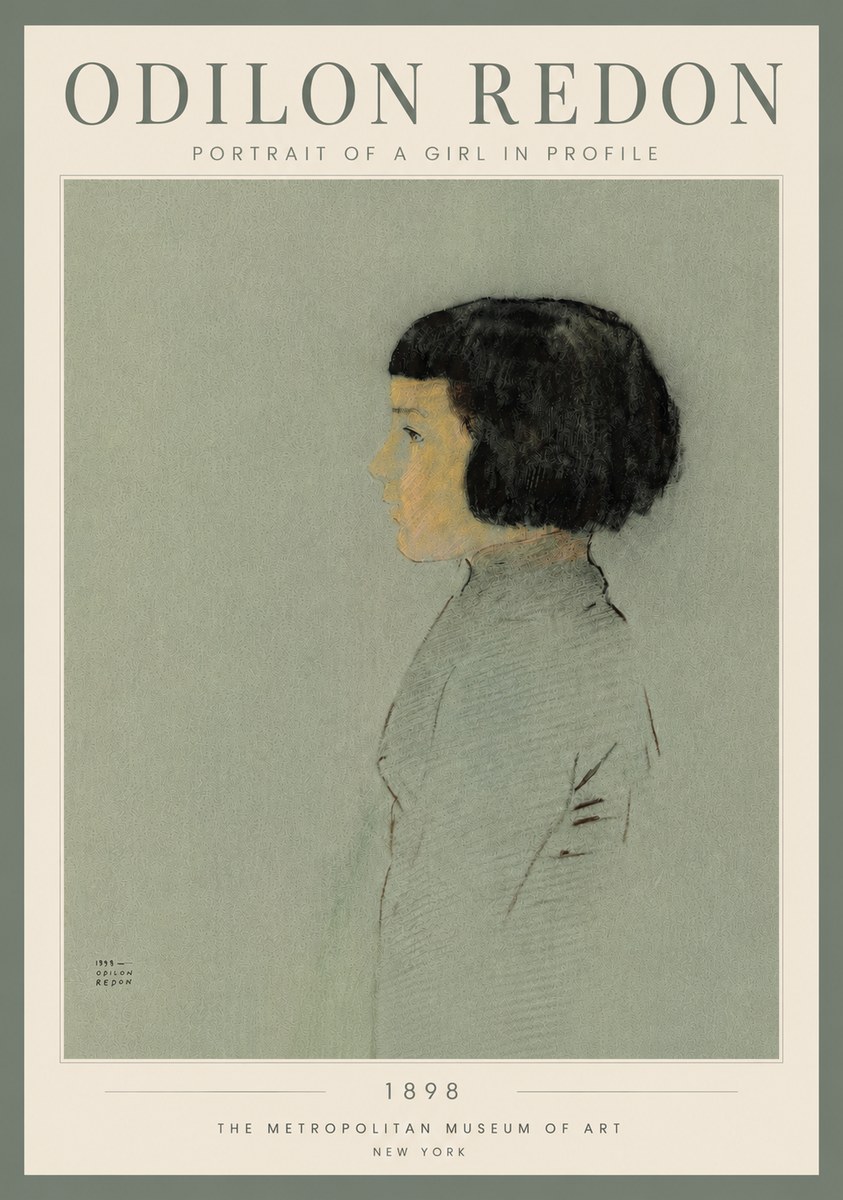 Odilon Redon Portrait of a Girl in Profile No4 - Plakat