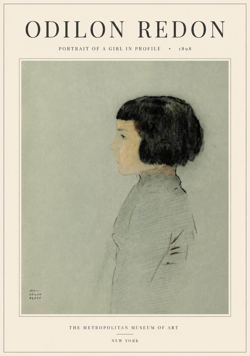 Odilon Redon Portrait of a Girl in Profile No5 - Plakat