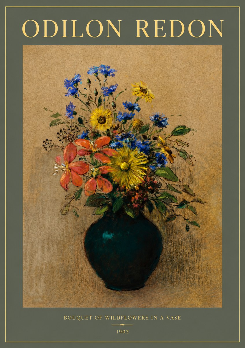 Odilon Redon Bouquet of Wildflowers in a Vase No2 - Plakat