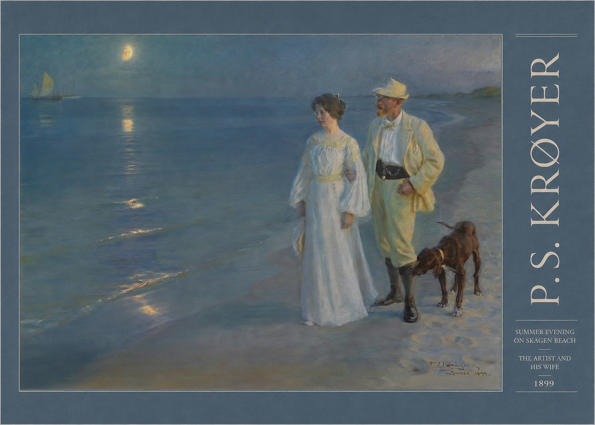 P.S. Krøyer Summer Evening on Skagen Beach — the Artist and His Wife No3 - Plakat
