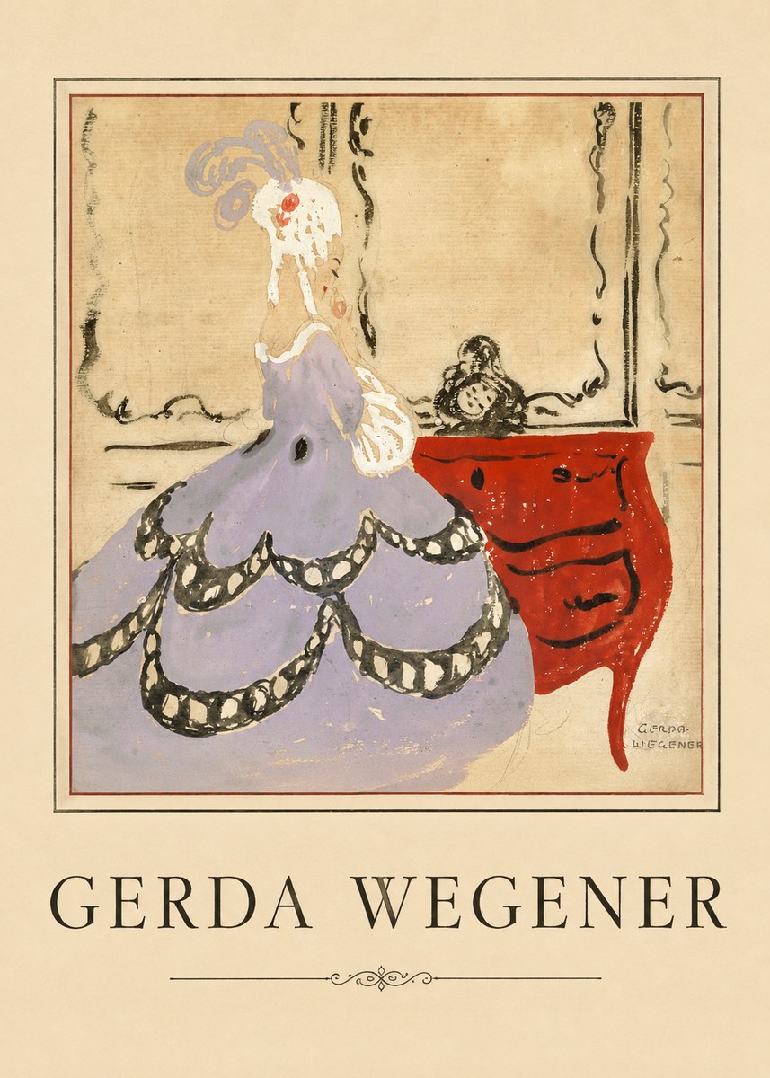 Gerda Wegener Lady in a Mauve Dress No5 - Plakat