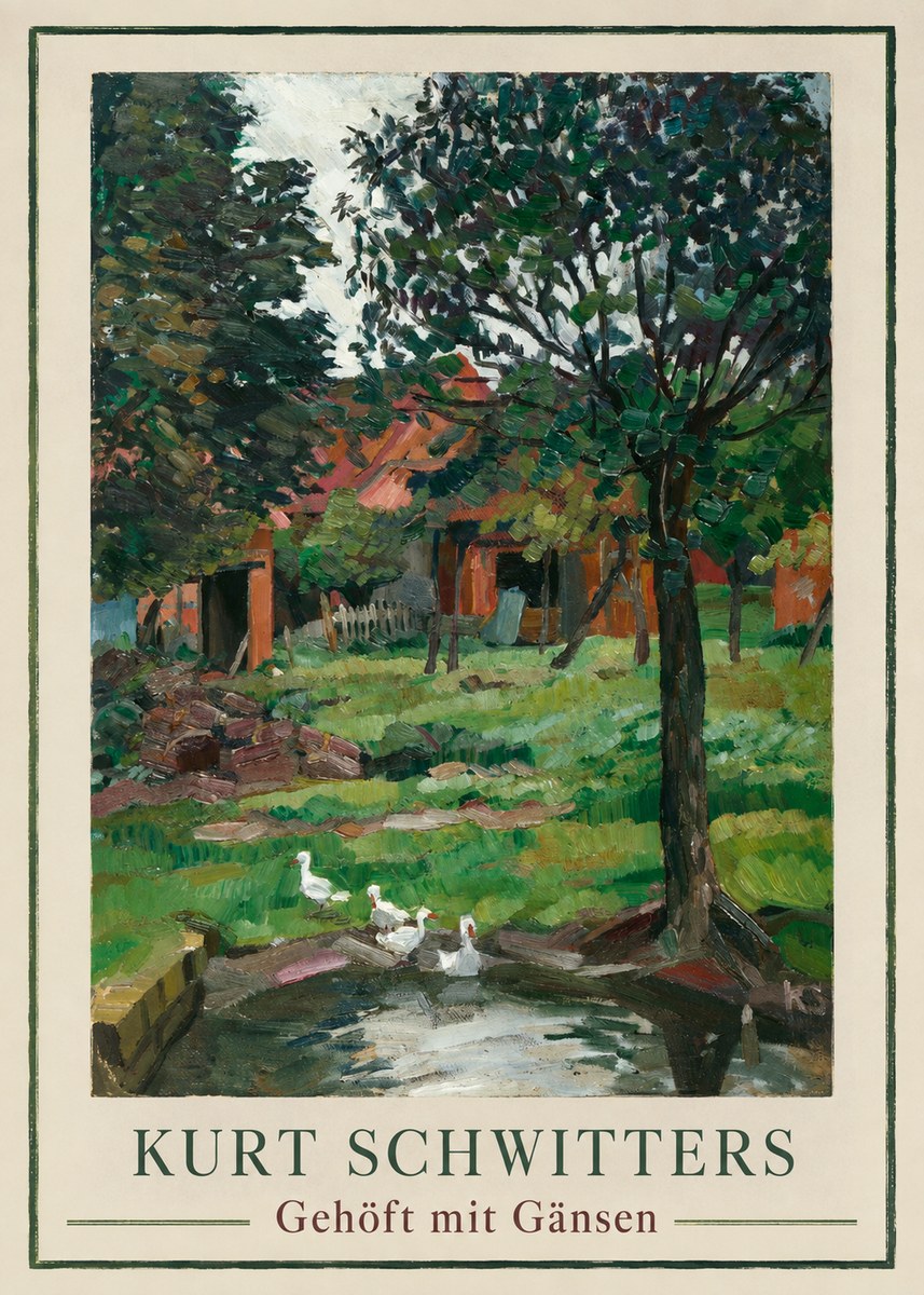 Kurt Schwitters Gehöft Mit Gänsen No1 - Plakat