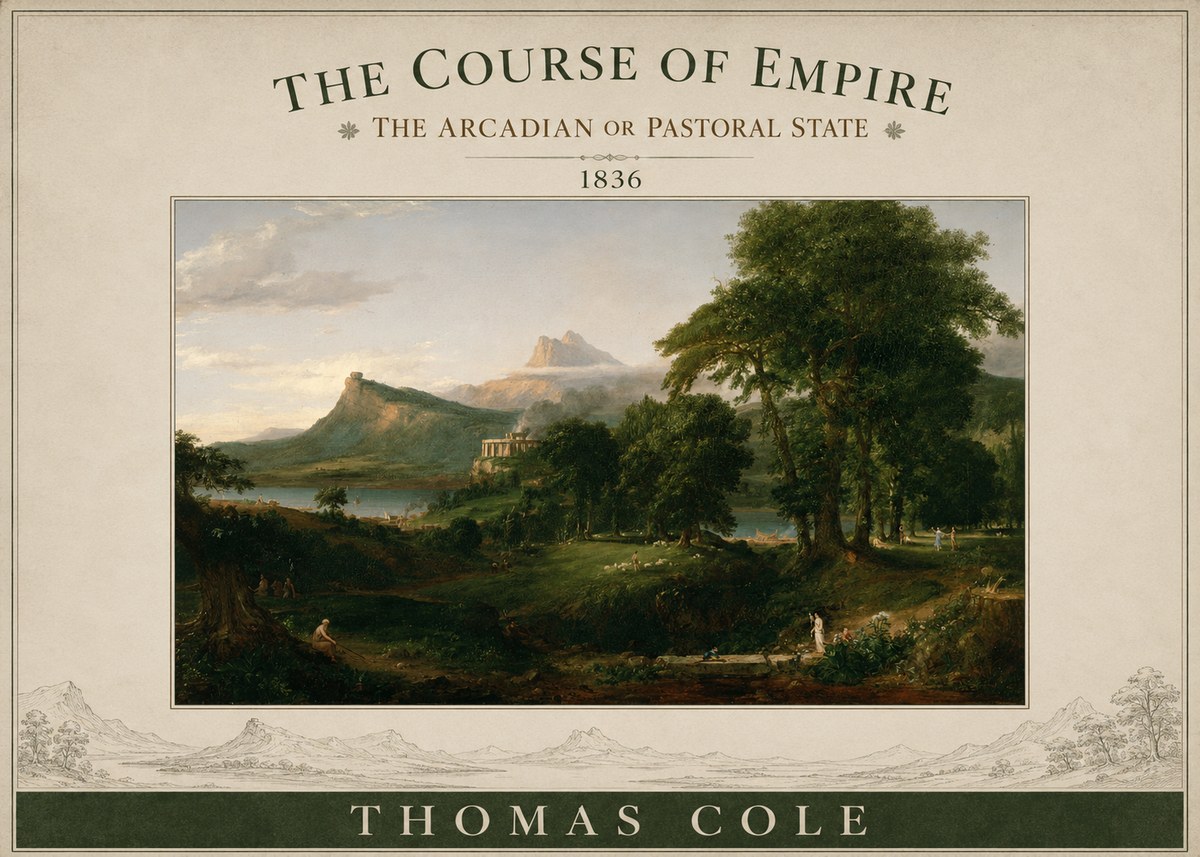 Thomas Cole The Course of Empire - the Arcadian or Pastoral State No3 - Plakat