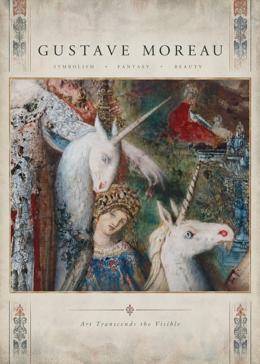 Gustave Moreau The Unicorns II No4 - Plakat