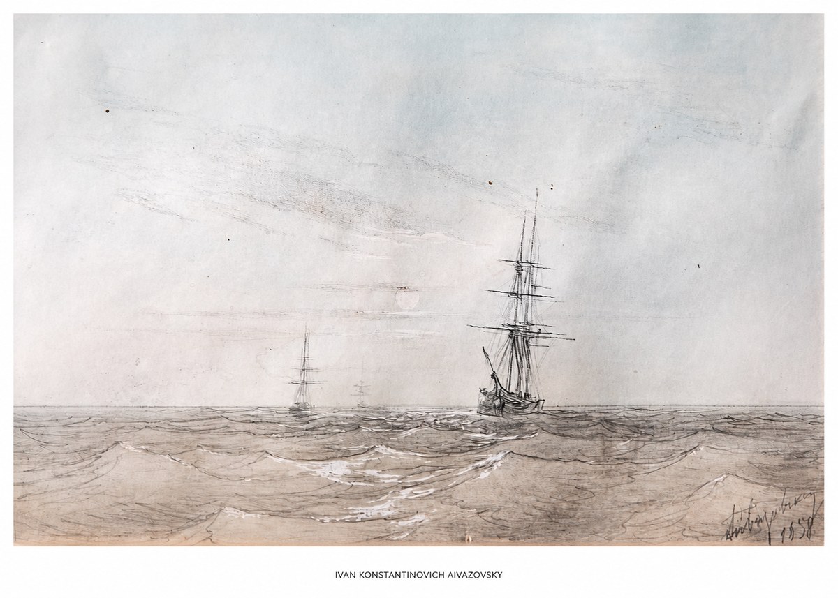 Ivan Konstantinovich Aivazovsky Two Sailing Ships at Sea No5 - Plakat