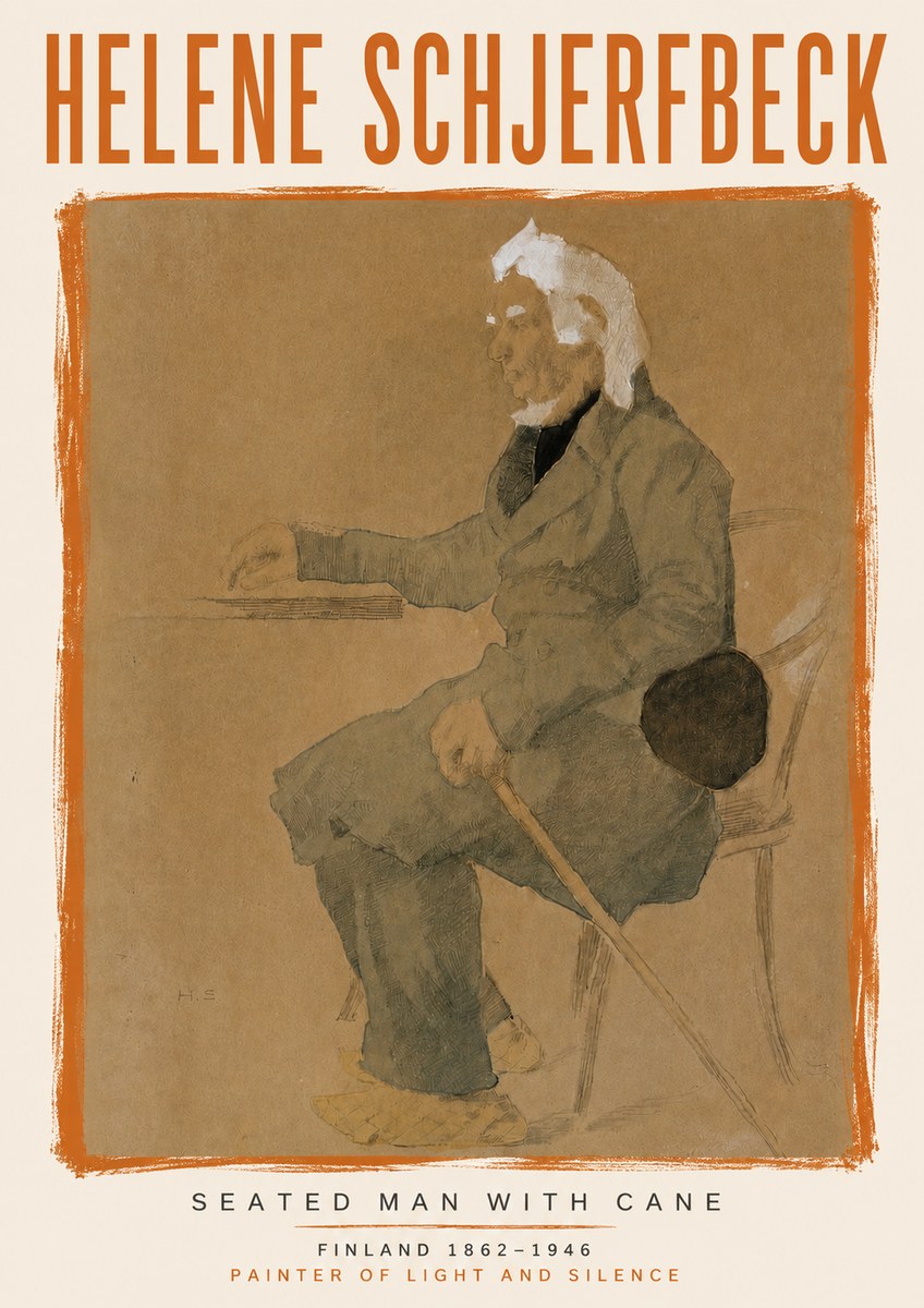 Helene Schjerfbeck Seated Man with Cane No6 - Plakat