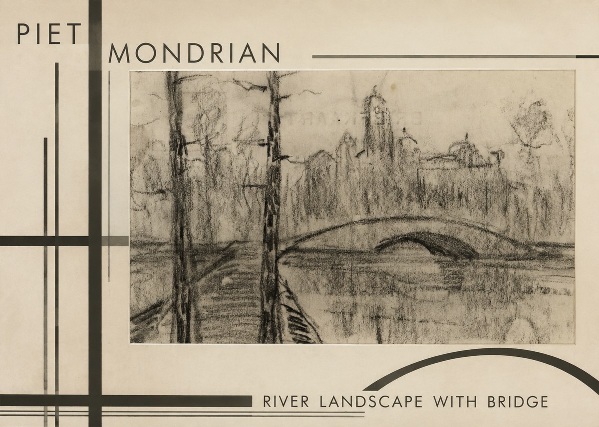Piet Mondrian River Landscape with Bridge No6 - Plakat