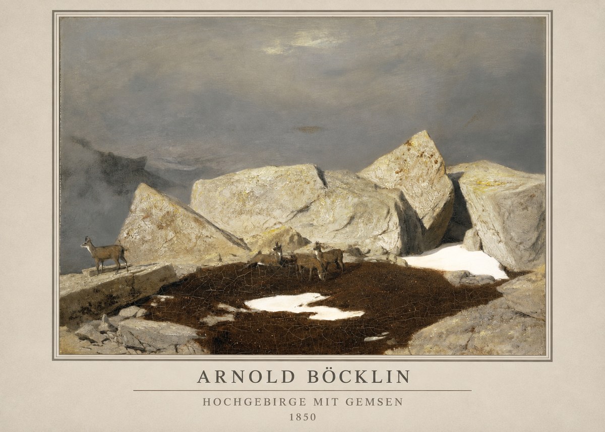 Arnold Böcklin Hochgebirge Mit Gemsen No3 - Plakat