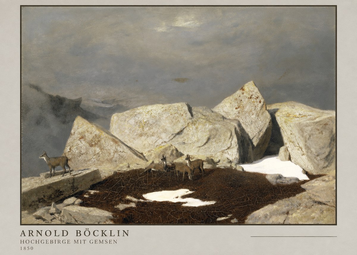 Arnold Böcklin Hochgebirge Mit Gemsen No4 - Plakat