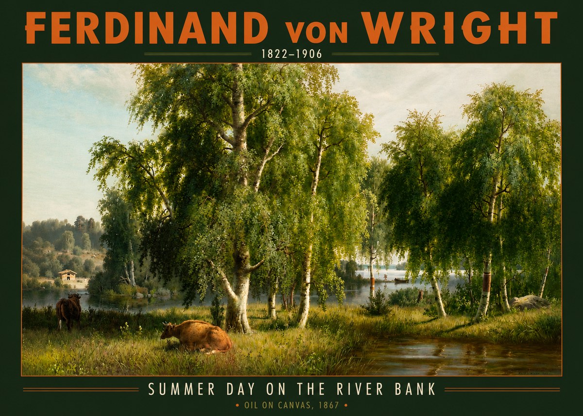 Ferdinand von Wright Summer Day on the River Bank No2 - Plakat