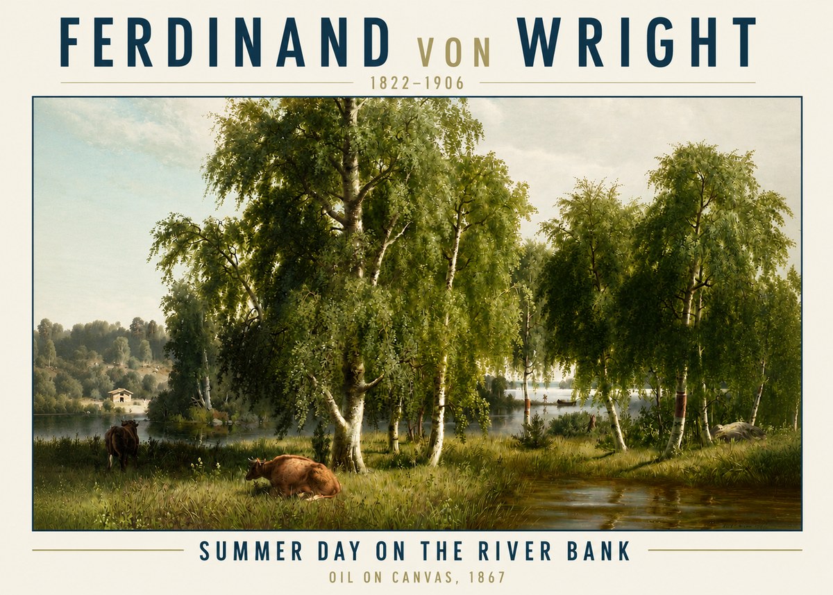 Ferdinand von Wright Summer Day on the River Bank No3 - Plakat