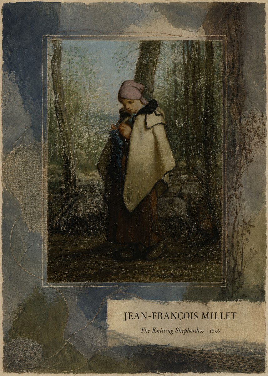 Jean-François Millet The Knitting Shepherdess · 1856 No4 - Plakat