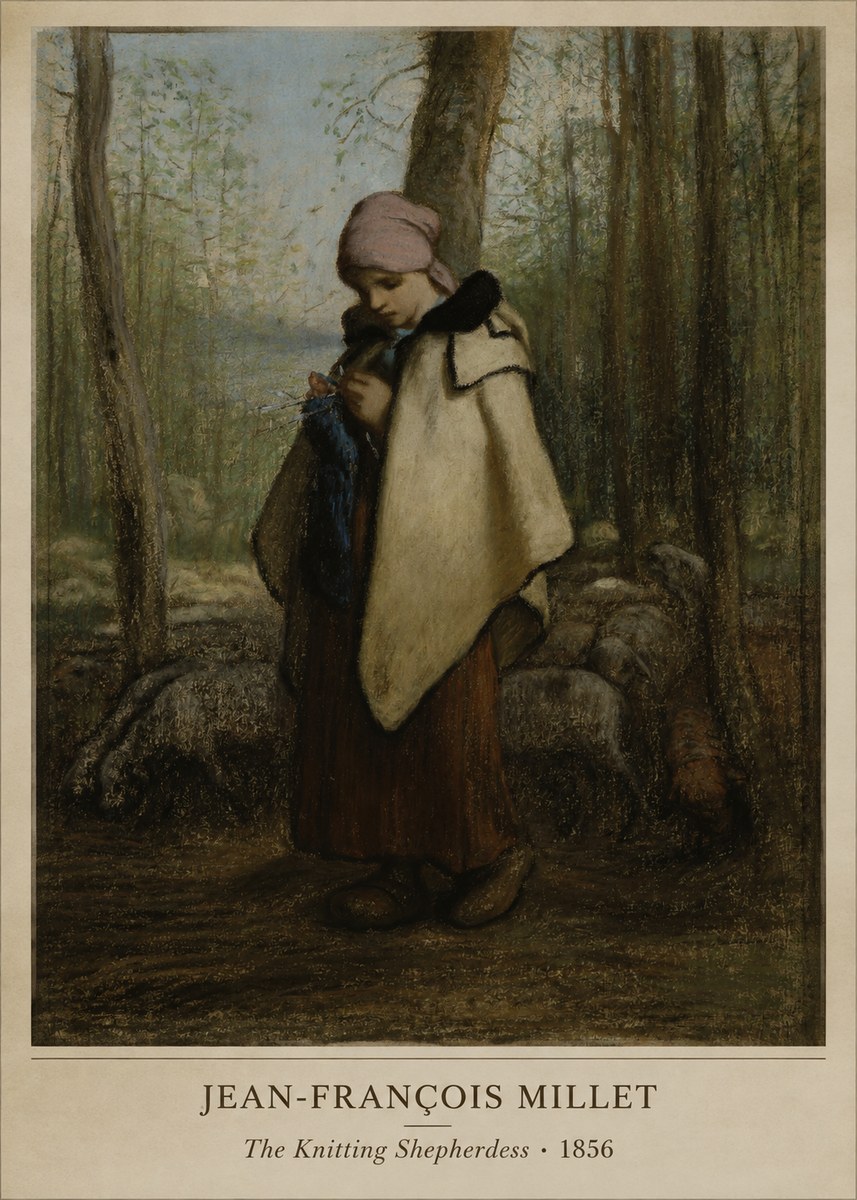 Jean-François Millet The Knitting Shepherdess · 1856 No5 - Plakat