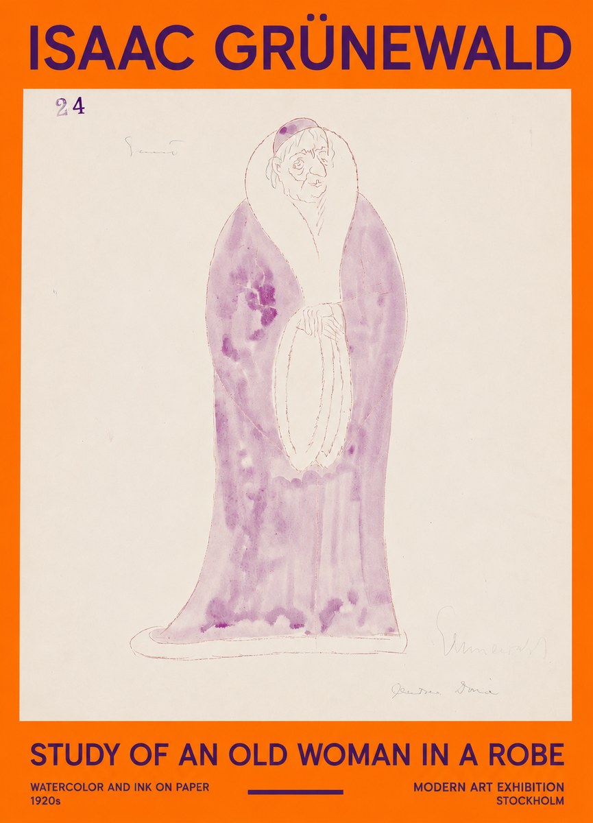 Isaac Grünewald Study of an Old Woman in a Robe No2 - Plakat