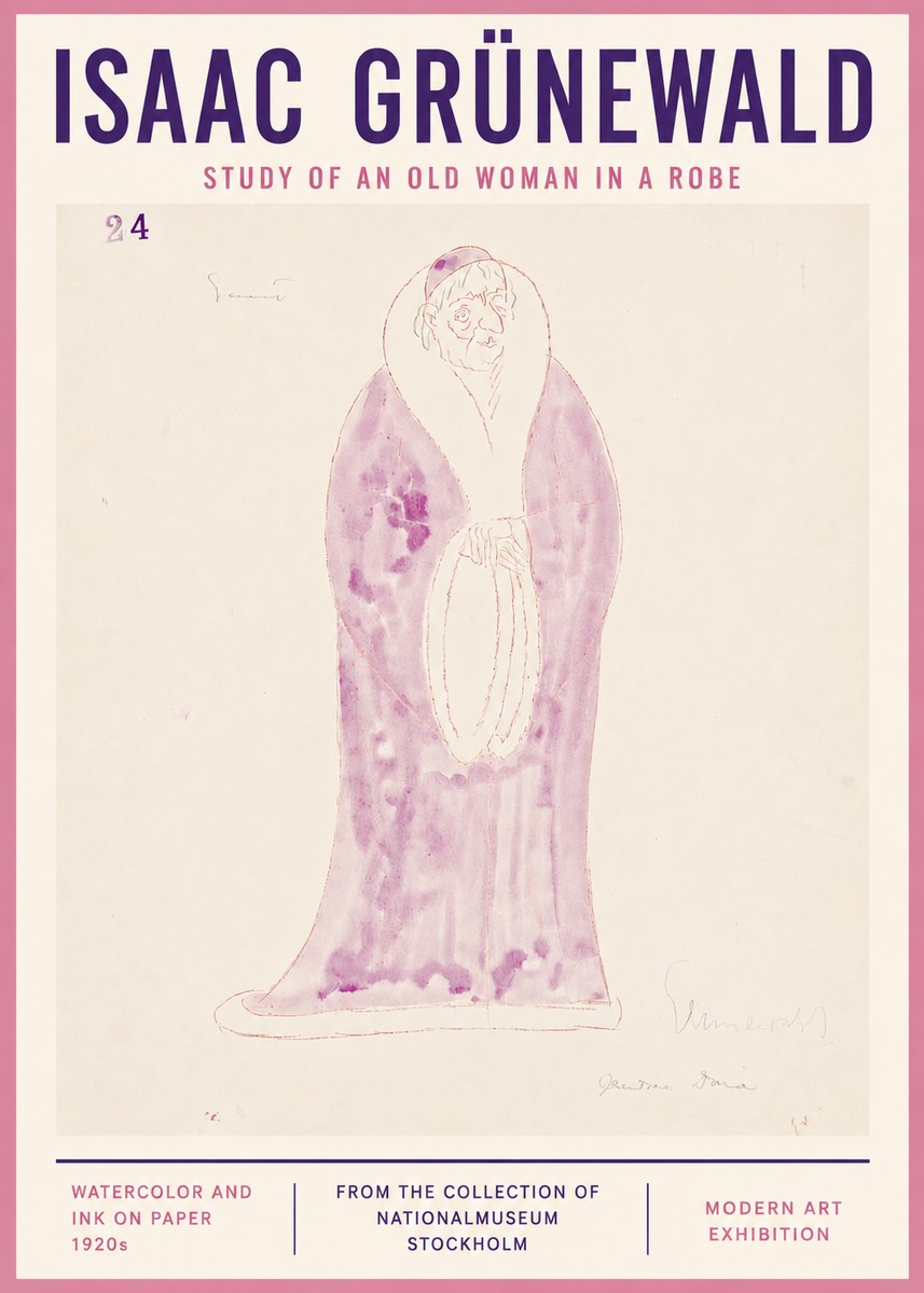 Isaac Grünewald Study of an Old Woman in a Robe No4 - Plakat