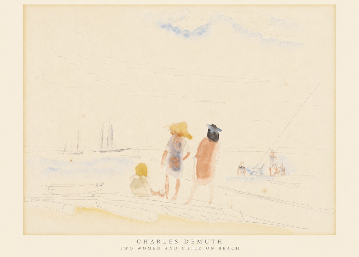 Charles Demuth Two Women and Child on Beach No6 - Plakat