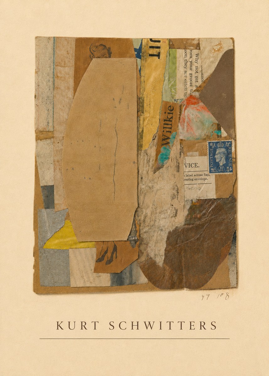 Kurt Schwitters Abstract Merz Collage No4 - Plakat