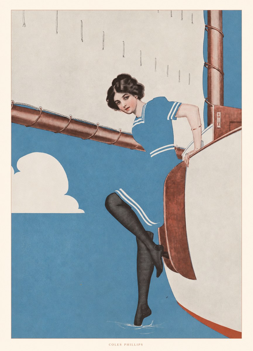 Coles Phillips Woman on a Yacht No5 - Plakat