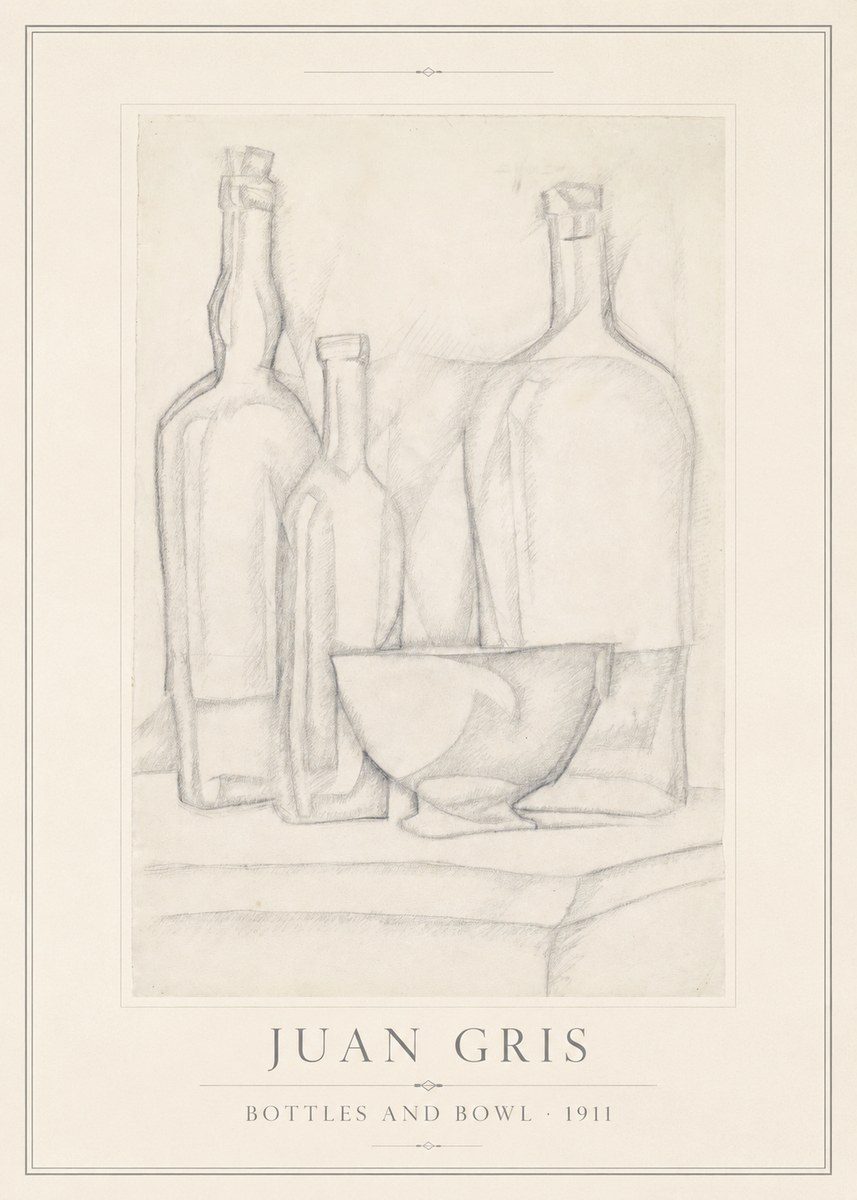 Juan Gris Bottles and Bowl No1 - Plakat