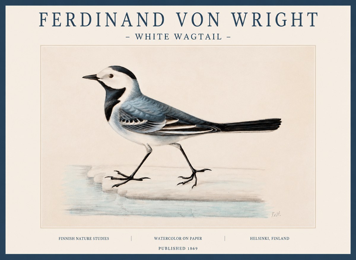 Ferdinand von Wright White Wagtail No1 - Plakat