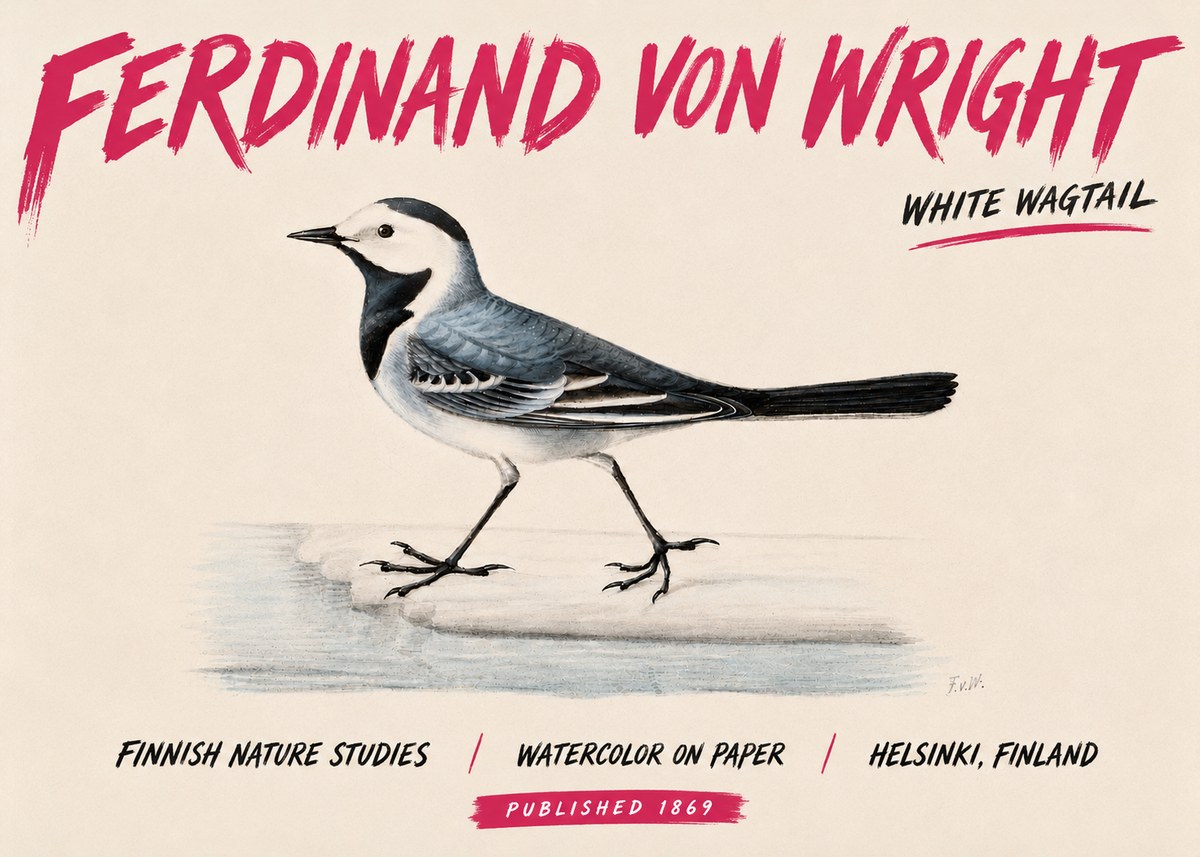 Ferdinand von Wright White Wagtail No6 - Plakat