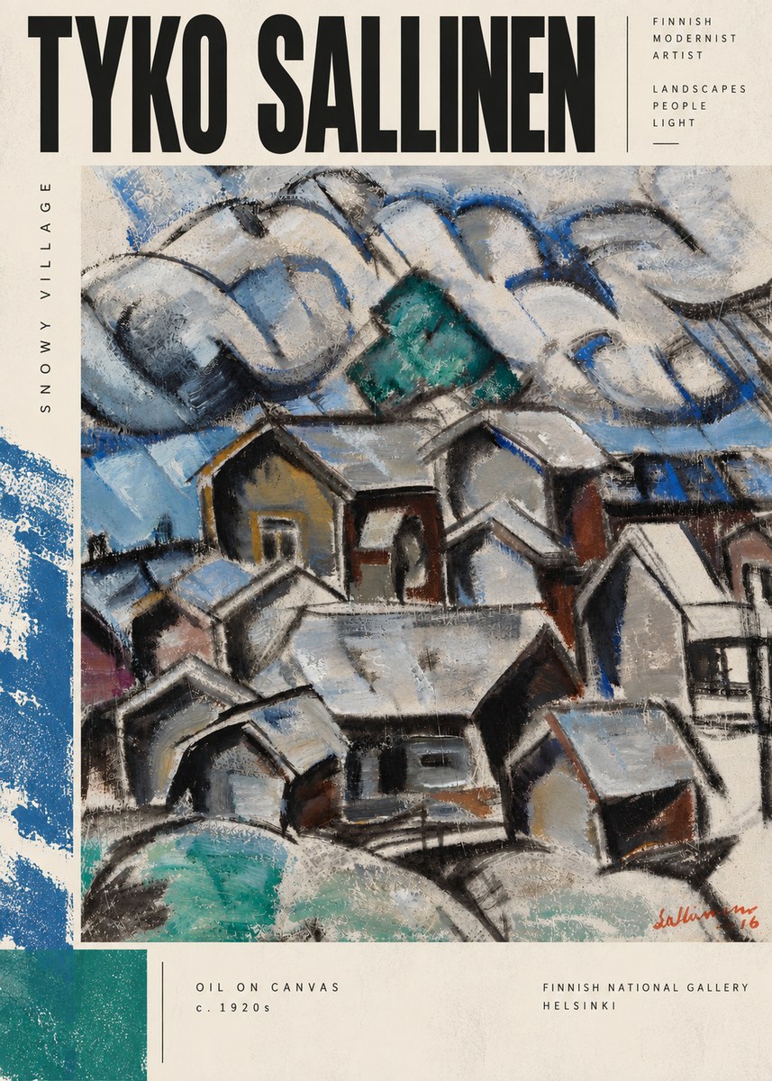 Tyko Sallinen Snowy Village No5 - Plakat